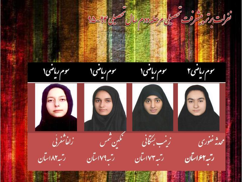 برترین های پیشرفت تحصیلی مرحله دوم 